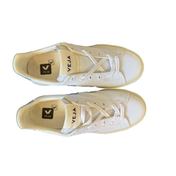 VEJA Campo Canvas Sneakers XXIII Women’s Size 6 EU 37 White Steel Light Blue EUC - Picture 4 of 10